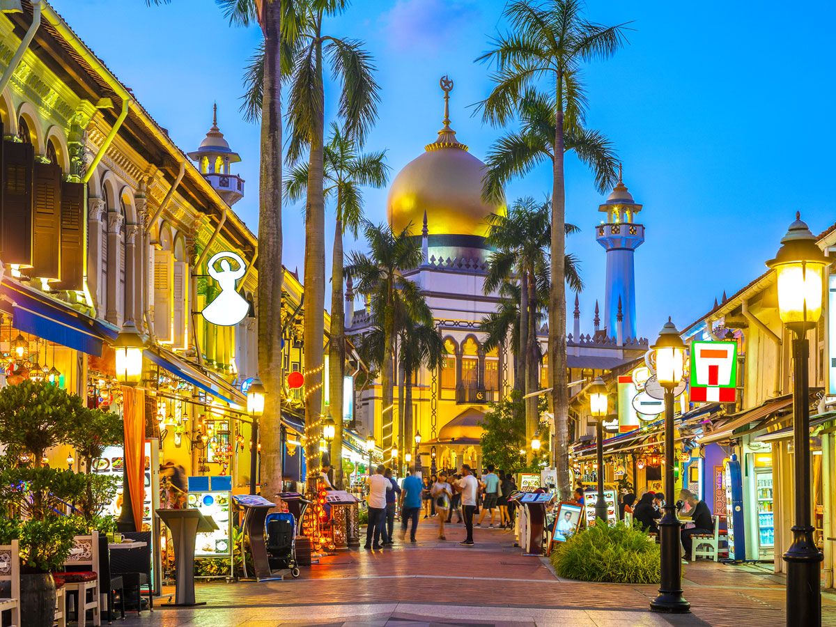 Sultan Mosque in Singapore at night