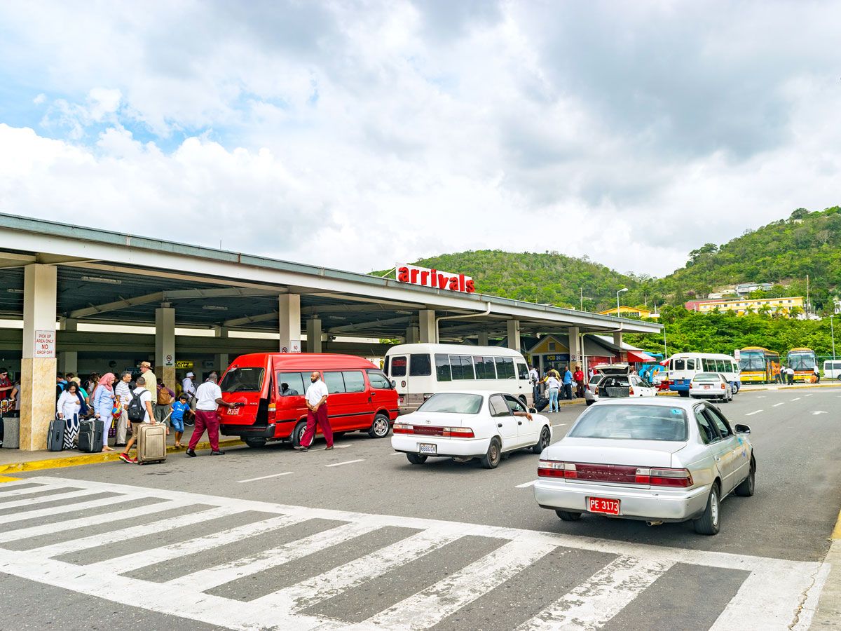 Passenger pick-up area at Montego Bay International Airport in Jamaica