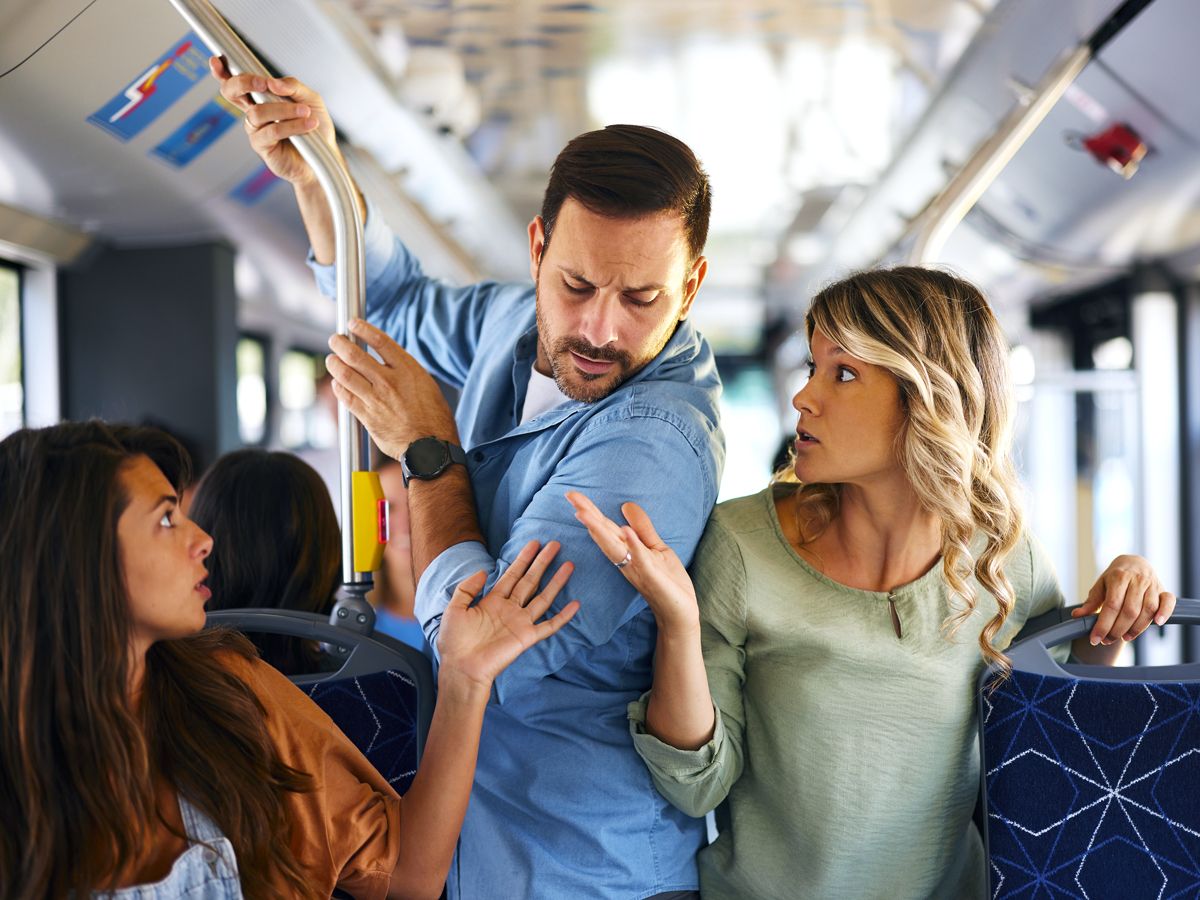 People on crowded bus