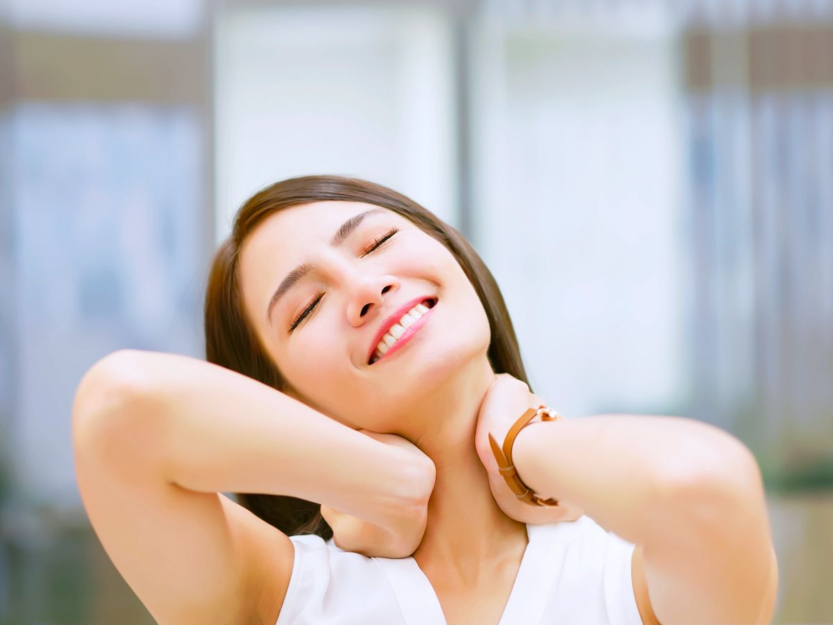 Woman stretching neck