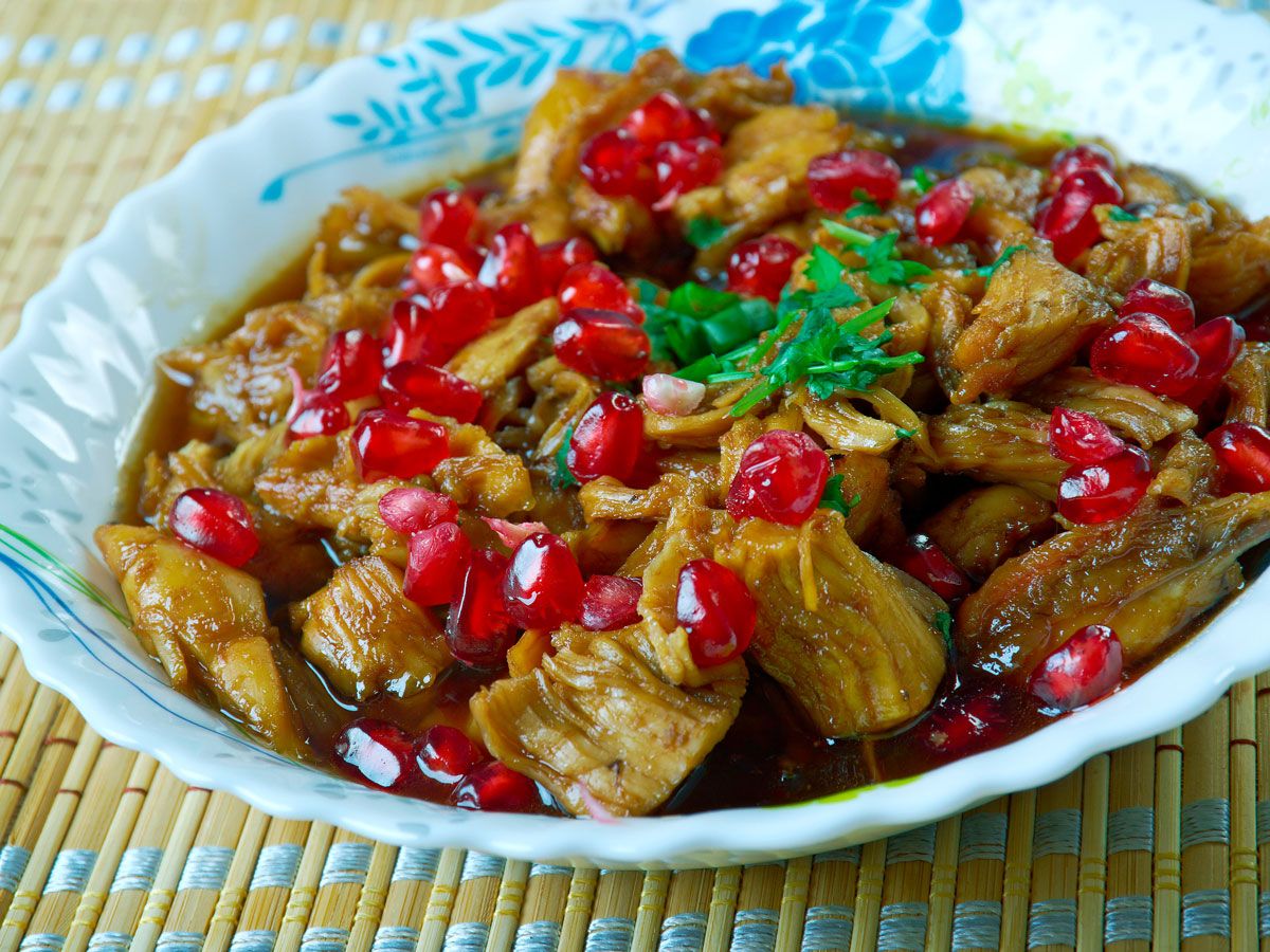 Iranian fesenjān stew in bowl