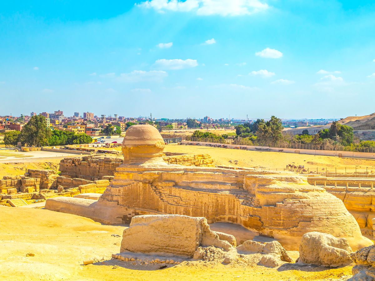Side and rear view of the Great Sphinx of Giza