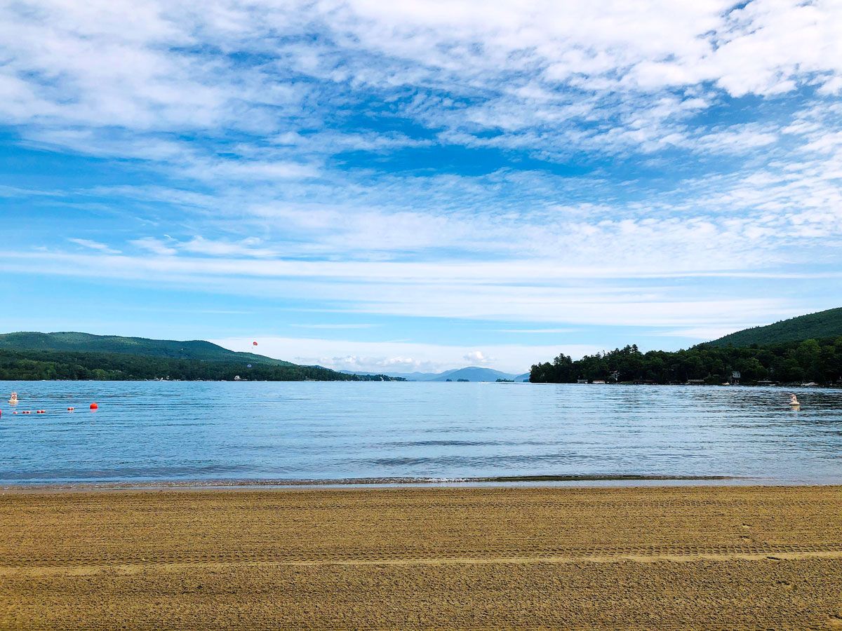 Empty stretch of Million Dollar Beach on Lake George in upstate New York