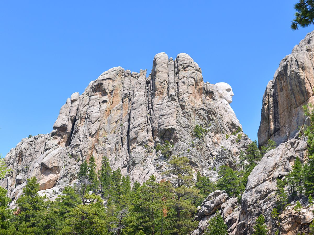 Mount Rushmore seen from side angle