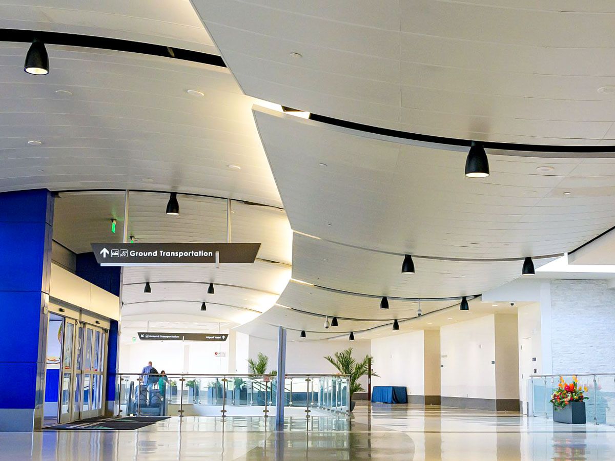 Interior of terminal building at Birmingham-Shuttlesworth International Airport in Alabama