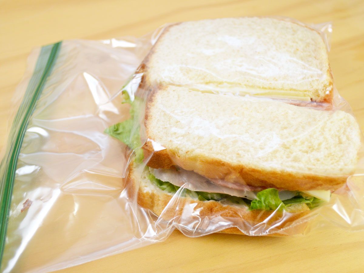 Sandwich in plastic bag