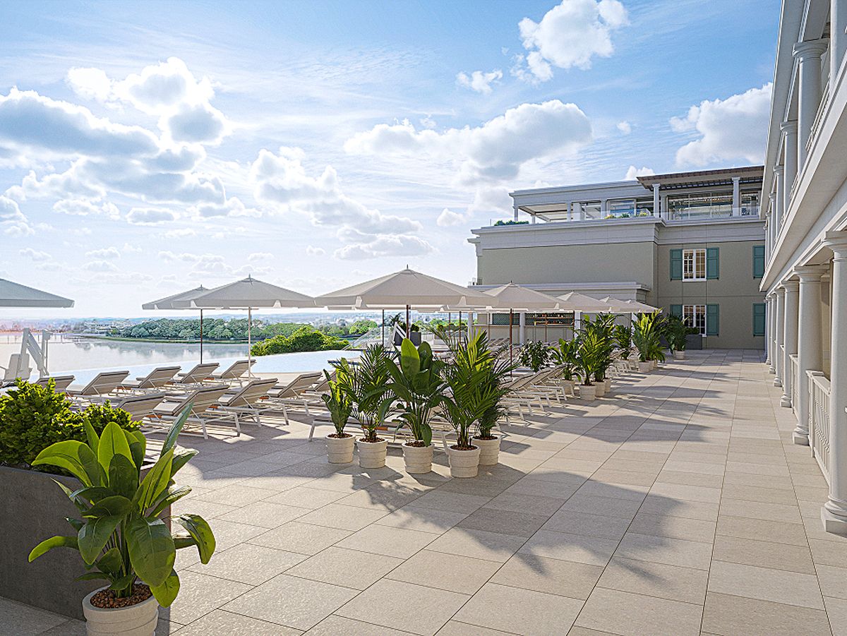 Rendering of the pool area at the Cooper hotel in Charleston, South Carolina