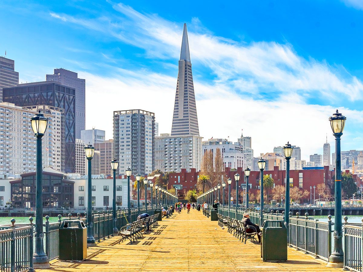 Pier with view of San Francisco's Transamerica Building