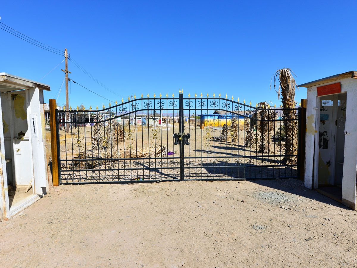 Abandoned remains of Bombay Beach Resort near Salton Sea in Southern California 