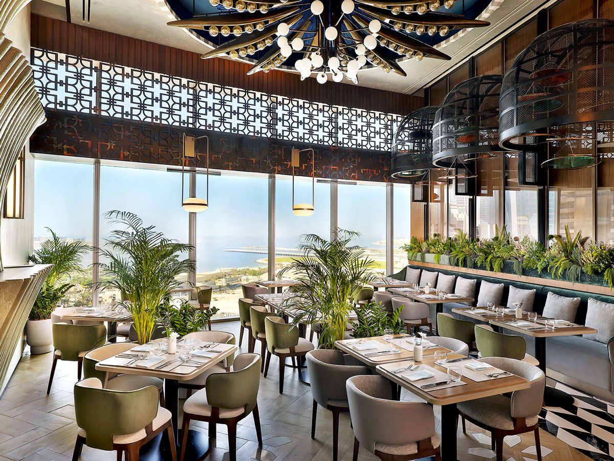 Rooftop lounge overlooking Dubai coast at Ciel Dubai Marina