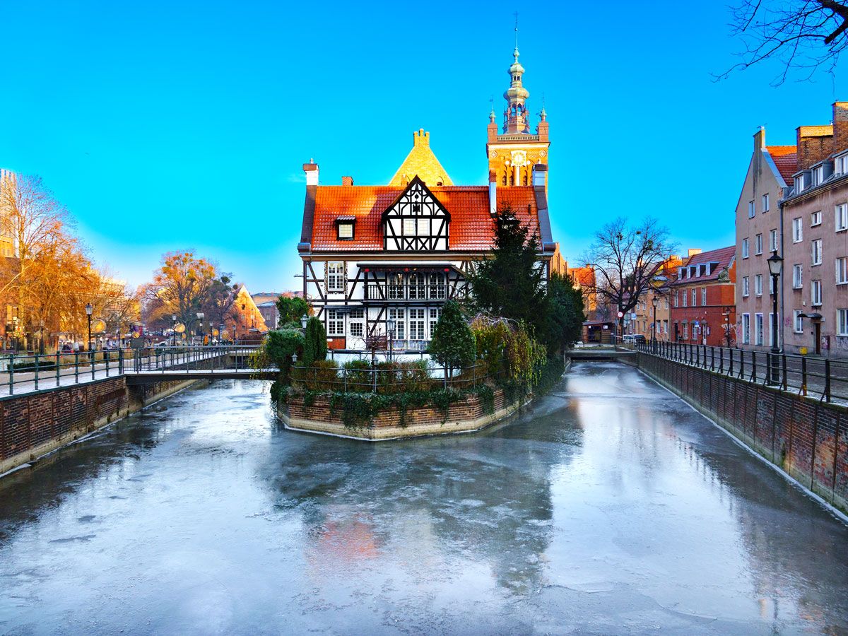 The Great Mill in Radunia Canal of Gdańsk, Poland