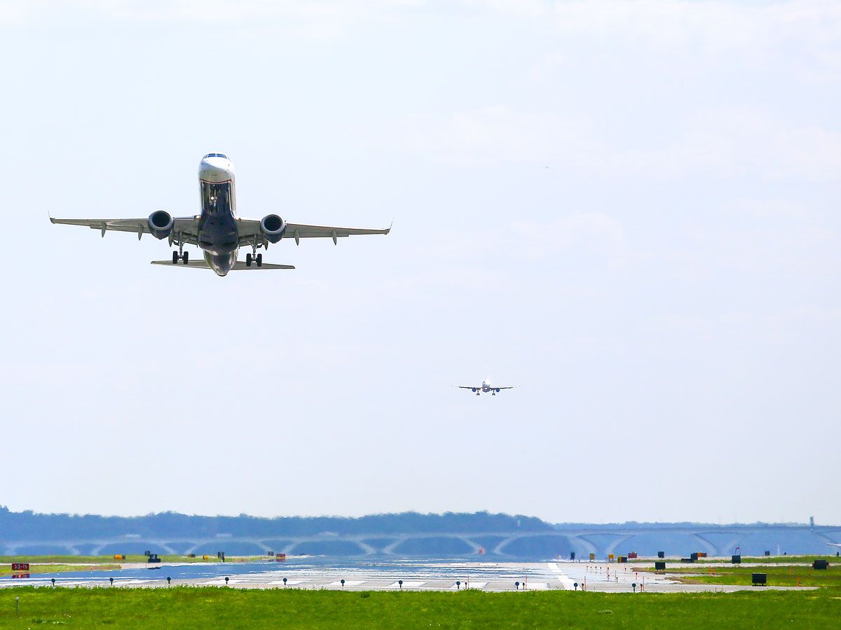 View of planes taking off and landing from Washington's Reagan Airport