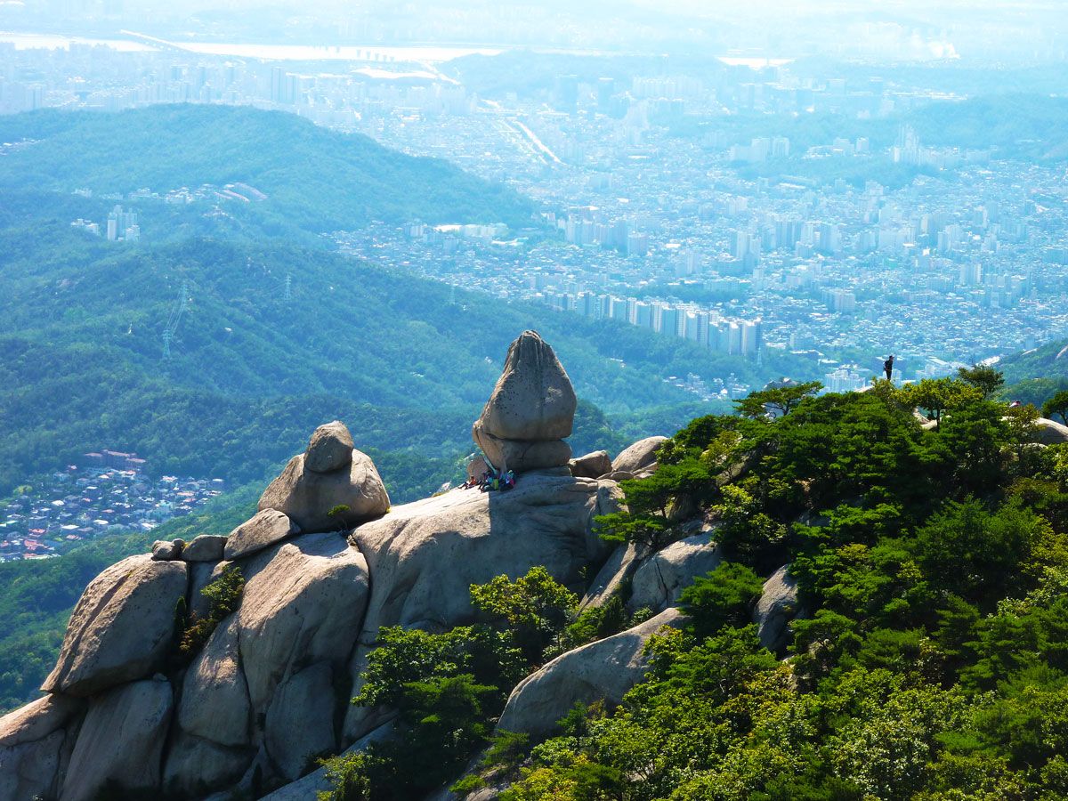 View from mountaintop over Seoul, South Korea, from Bukhansan National Park