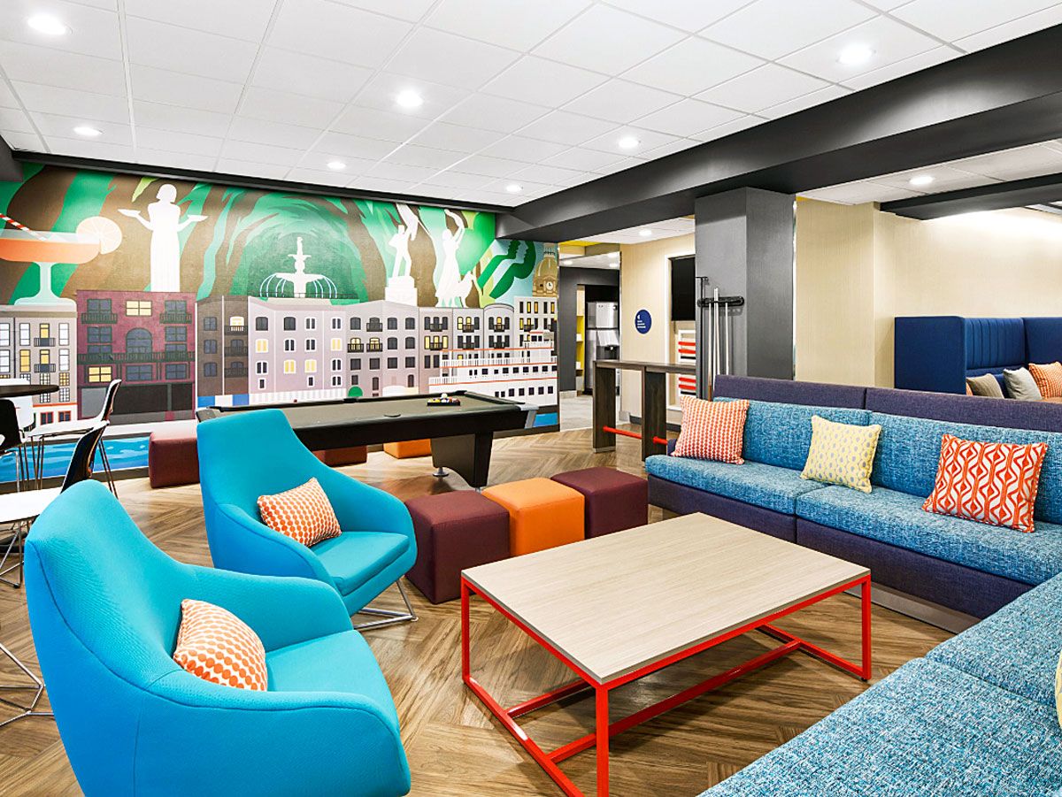 Guest lounge at a Hilton hotel