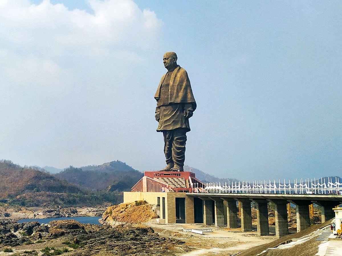 Statue of Unity towering over the Narmada River in India