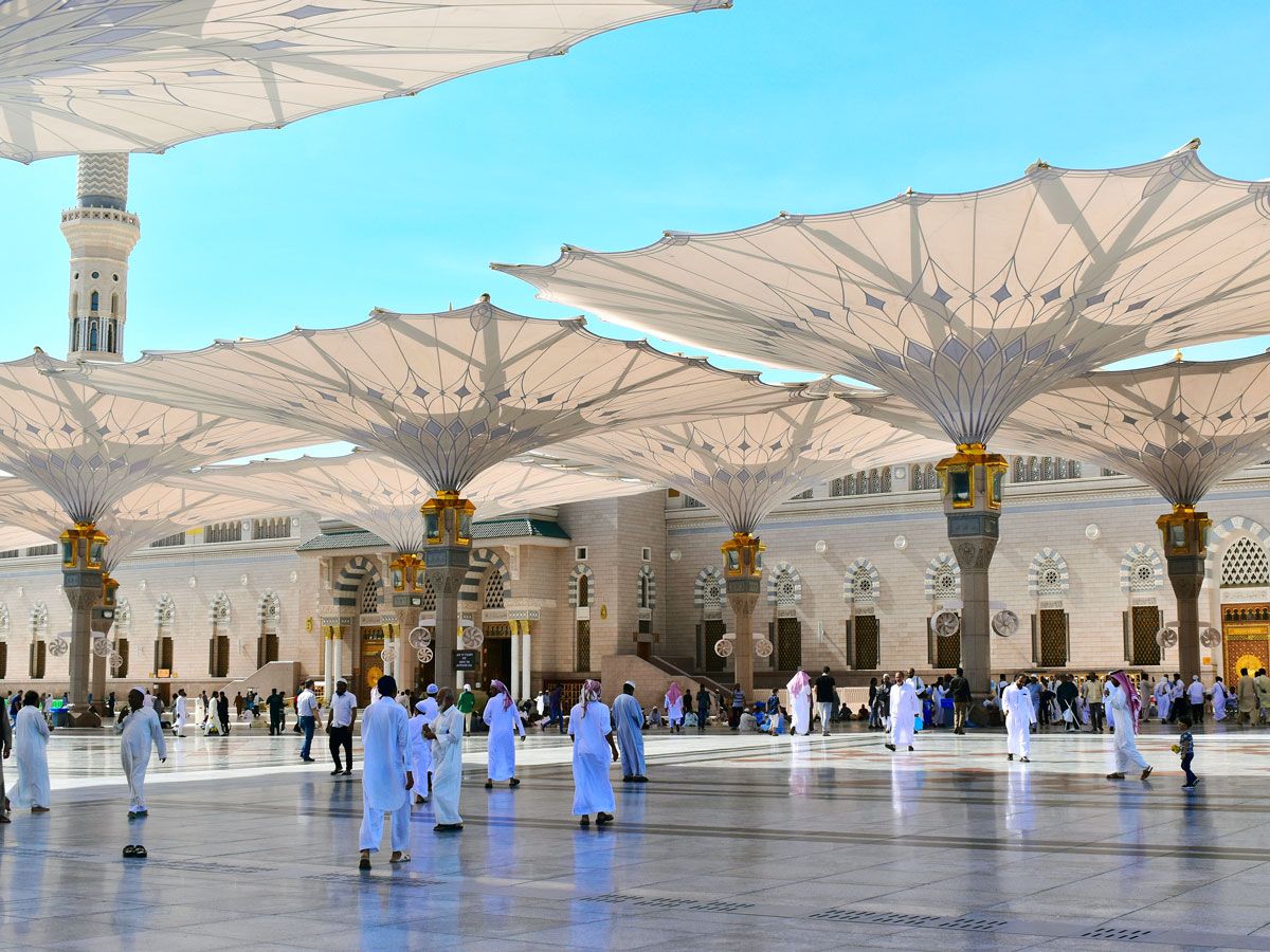 Mosque courtyard in Medina, Saudi Arabia