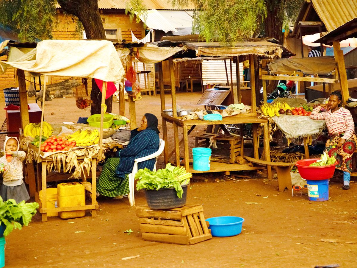 Outdoor produce market in Nigeria