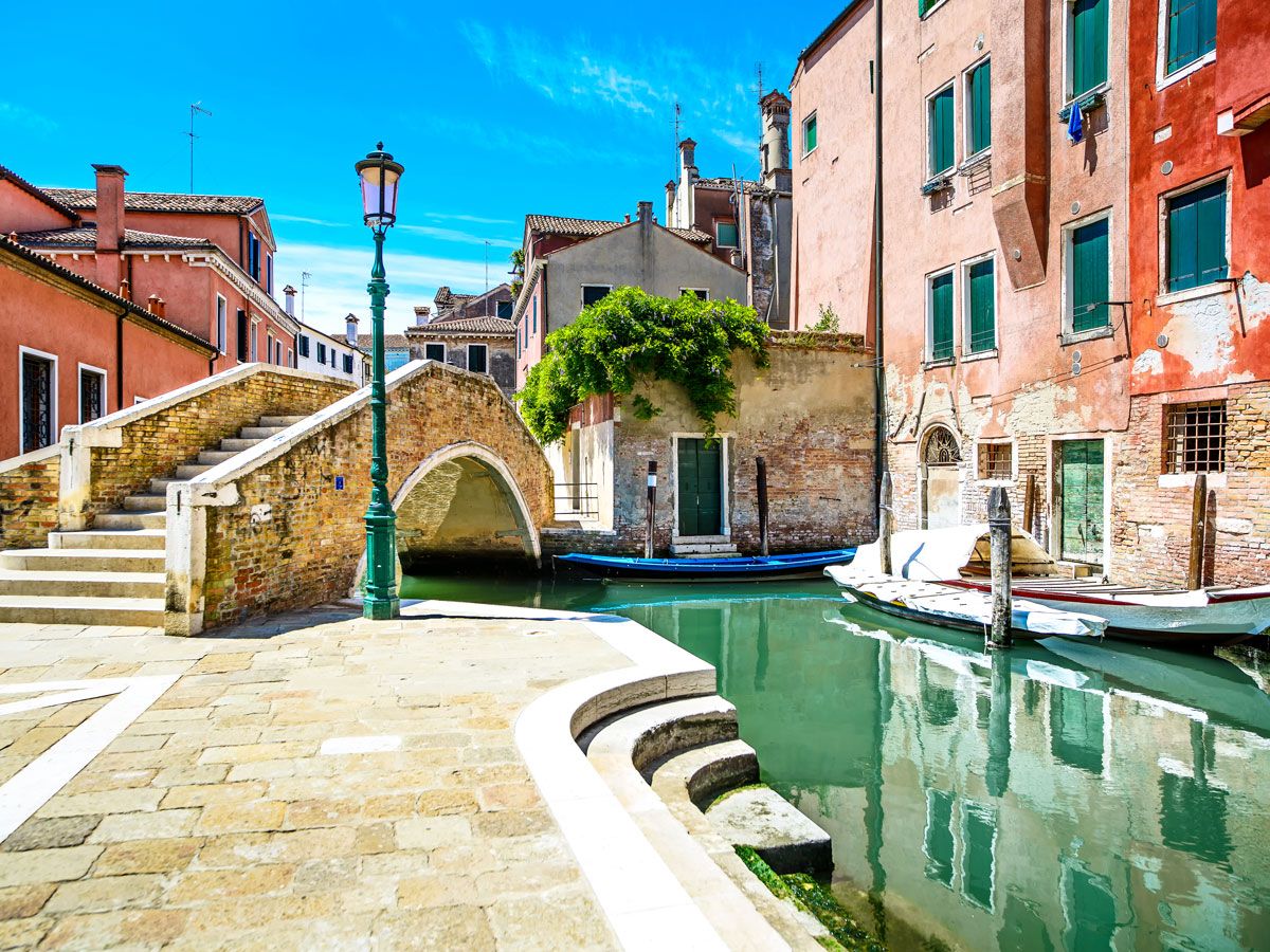 Footbridge over canal in Venice, Italy