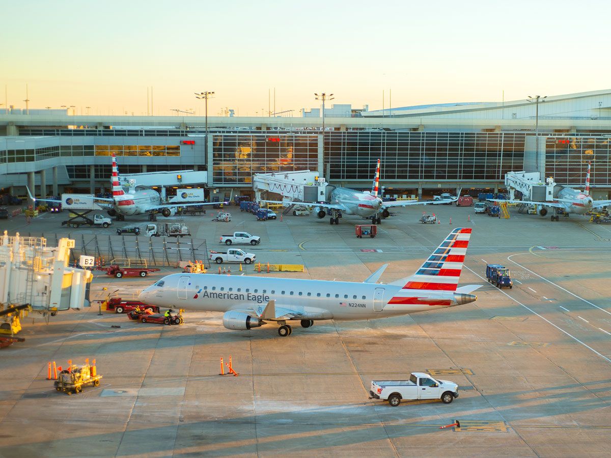 American Airlines planes at Dallas Fort Worth International Airport in Texas