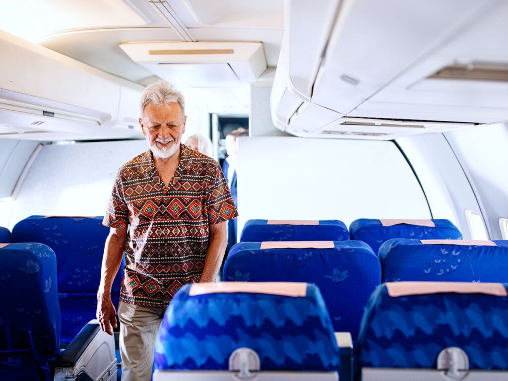 Man boarding airplane
