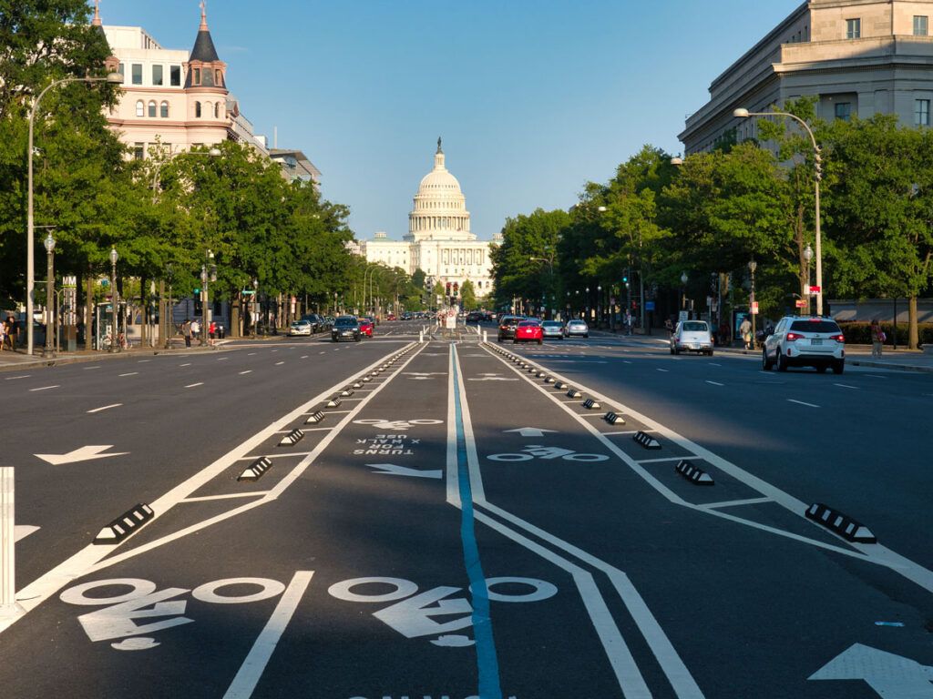 Road leading to the U.S. Capitol in Washington, D.C.