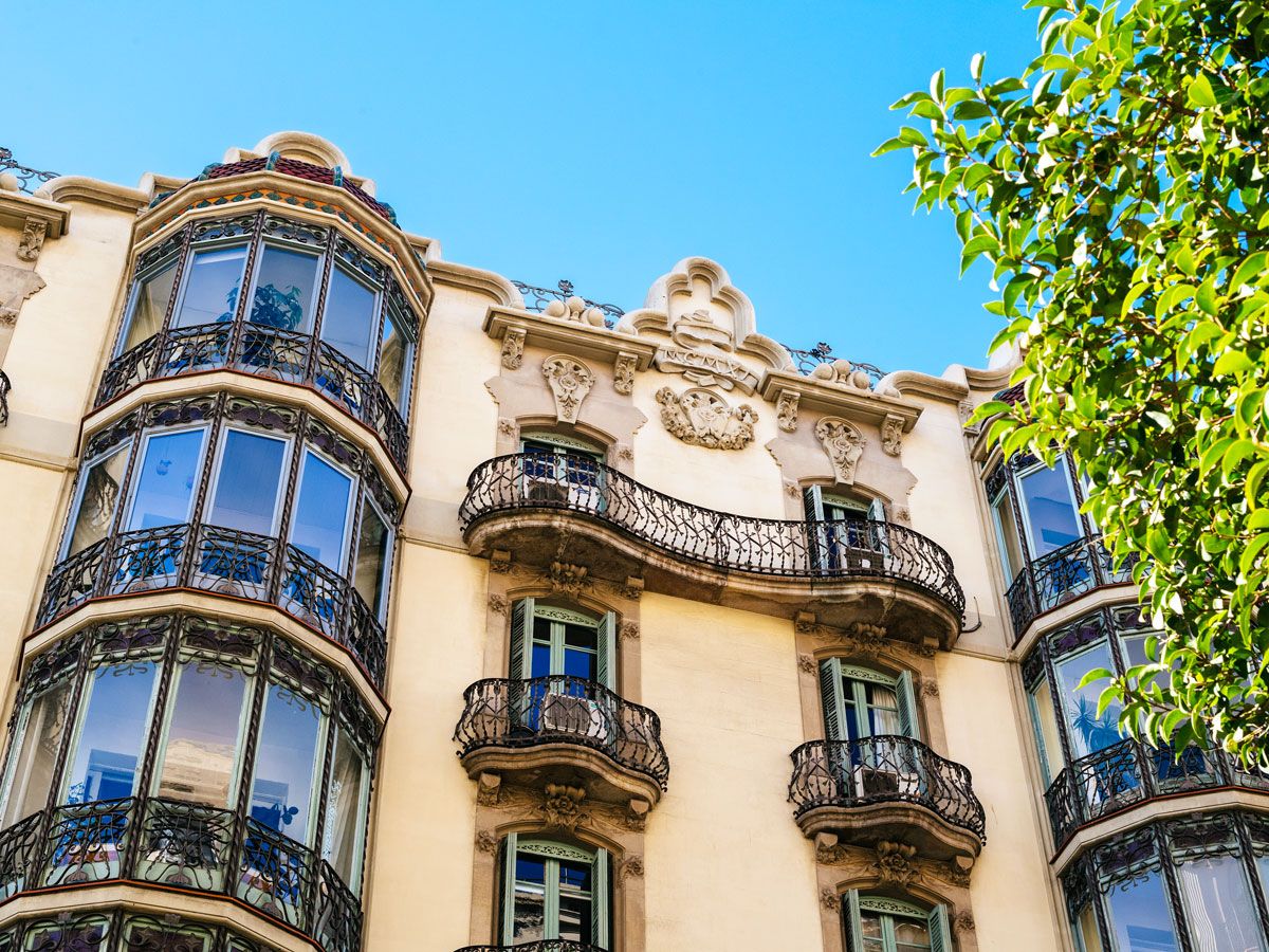Traditional Catalan apartment building in Barcelona, Spain