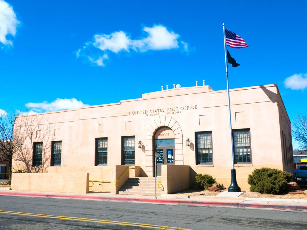 Exterior of Winslow Post Office in Winslow, Arizona