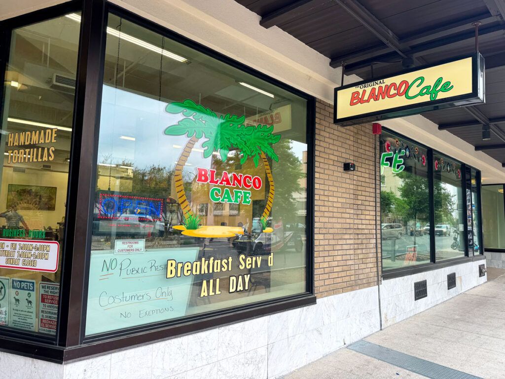 Exterior of the Original Blanco Cafe in San Antonio, Texas