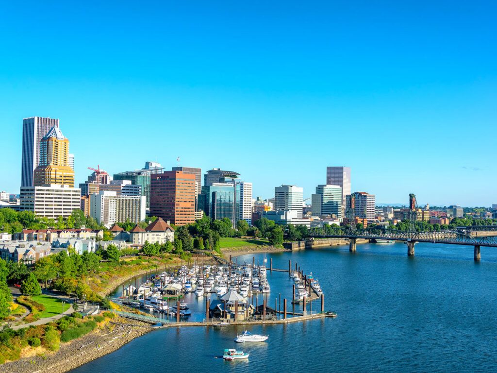 Portland waterfront seen from above