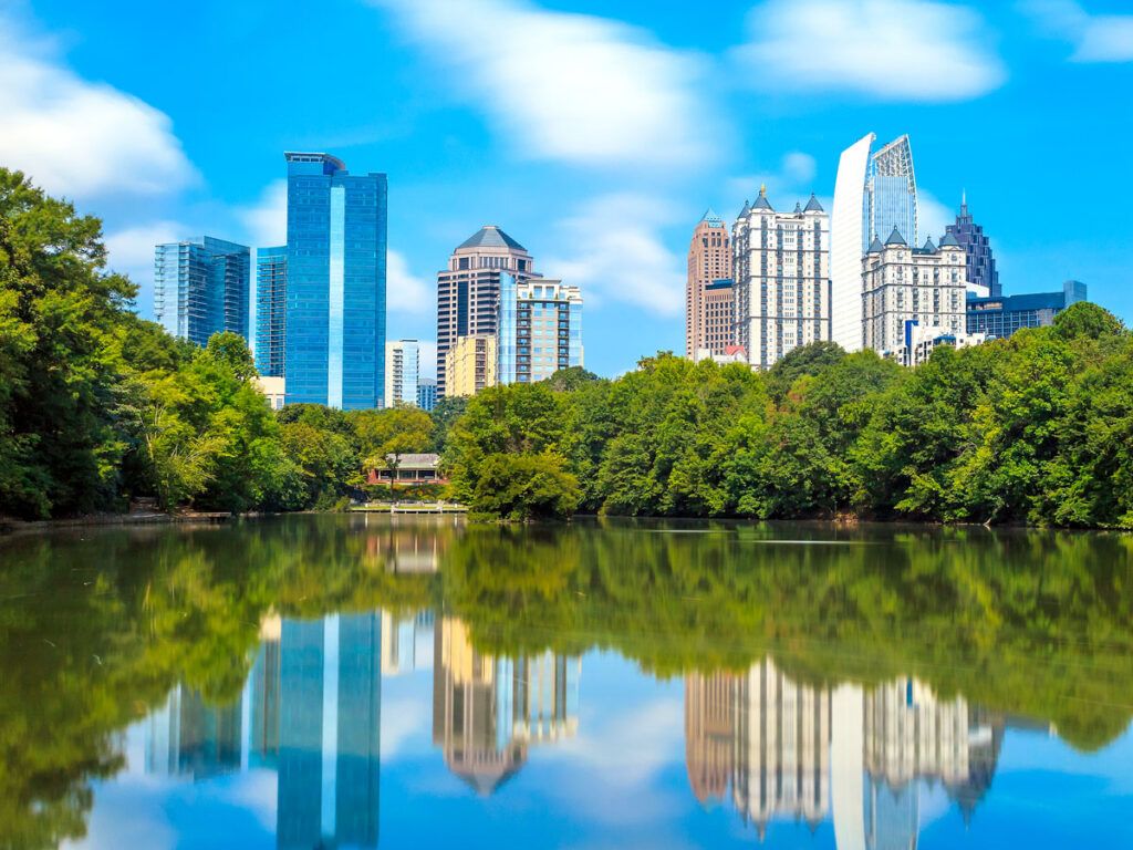 Atlanta skyline with reflection on lake