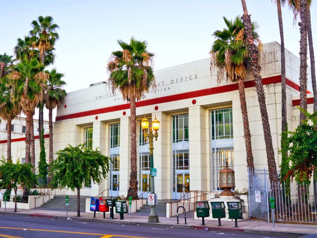 Exterior of Hollywood Station Post Office in Los Angeles, California