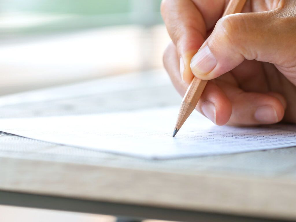 Person taking written test