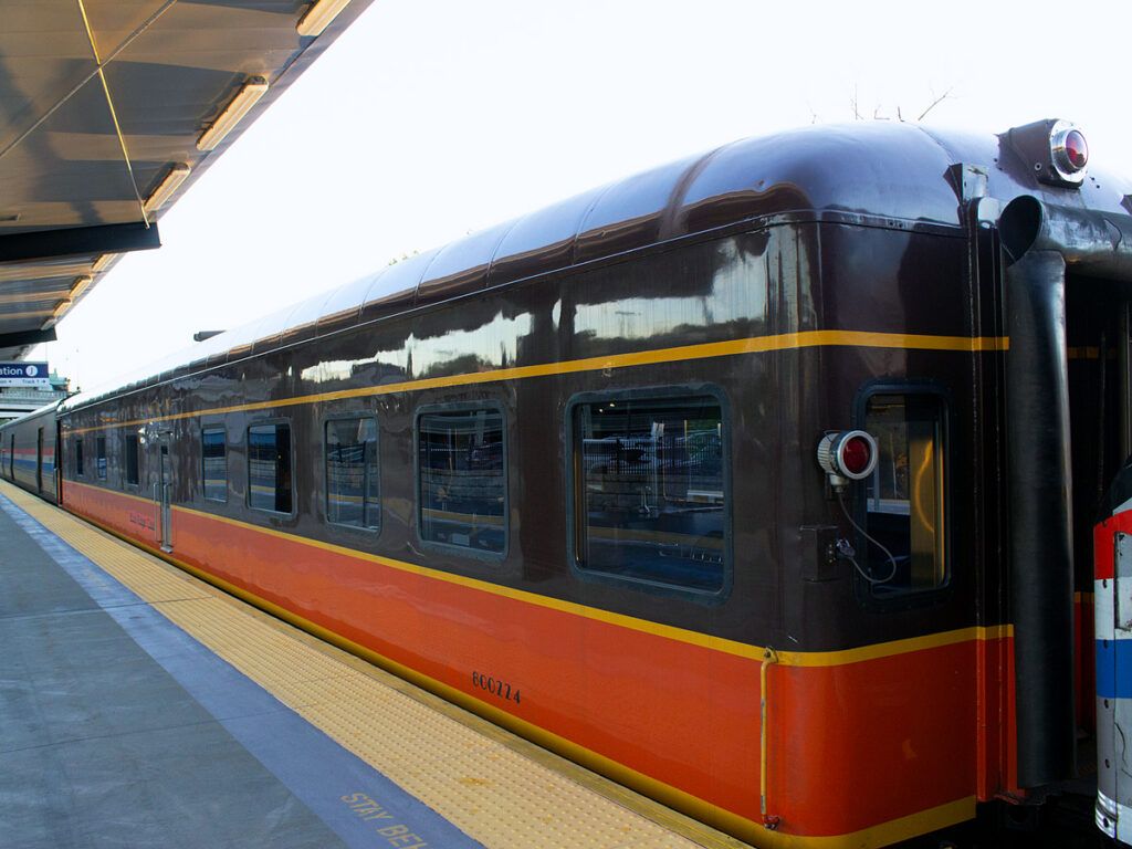 Vintage railcar at station