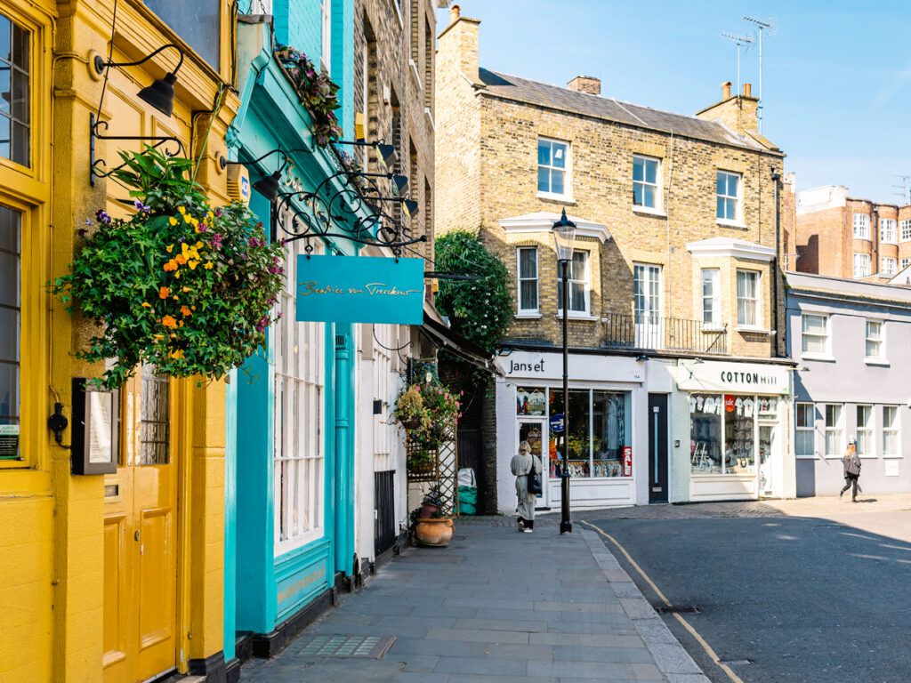Shops in Notting Hill area of London, England