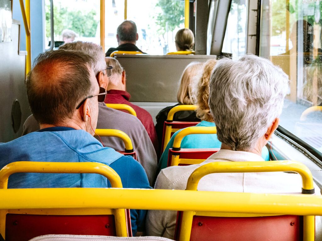 Group on a tourist bus