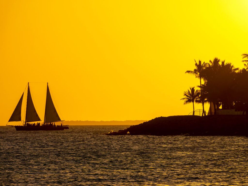 Sailboat seen during sunset in Key West