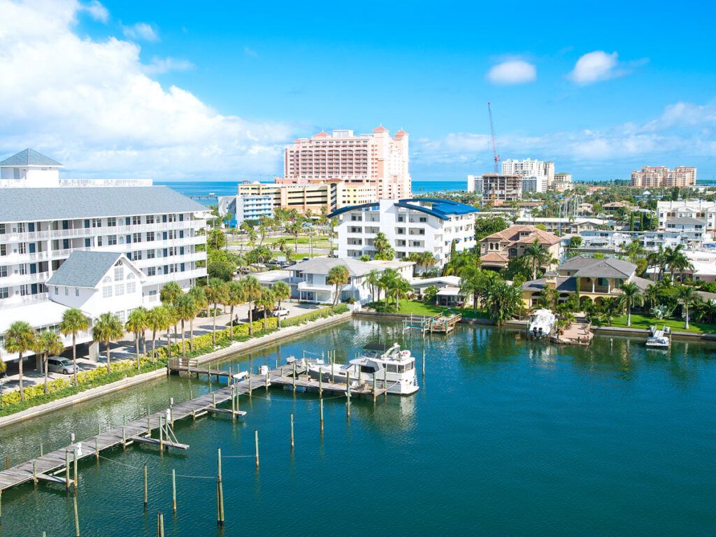 Aerial view of marina in Clearwater, Florida